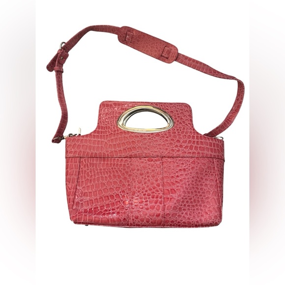 Beijo Pink Patent Leather Crocodile-Embossed Purse Crossbody - Picture 2 of 10
